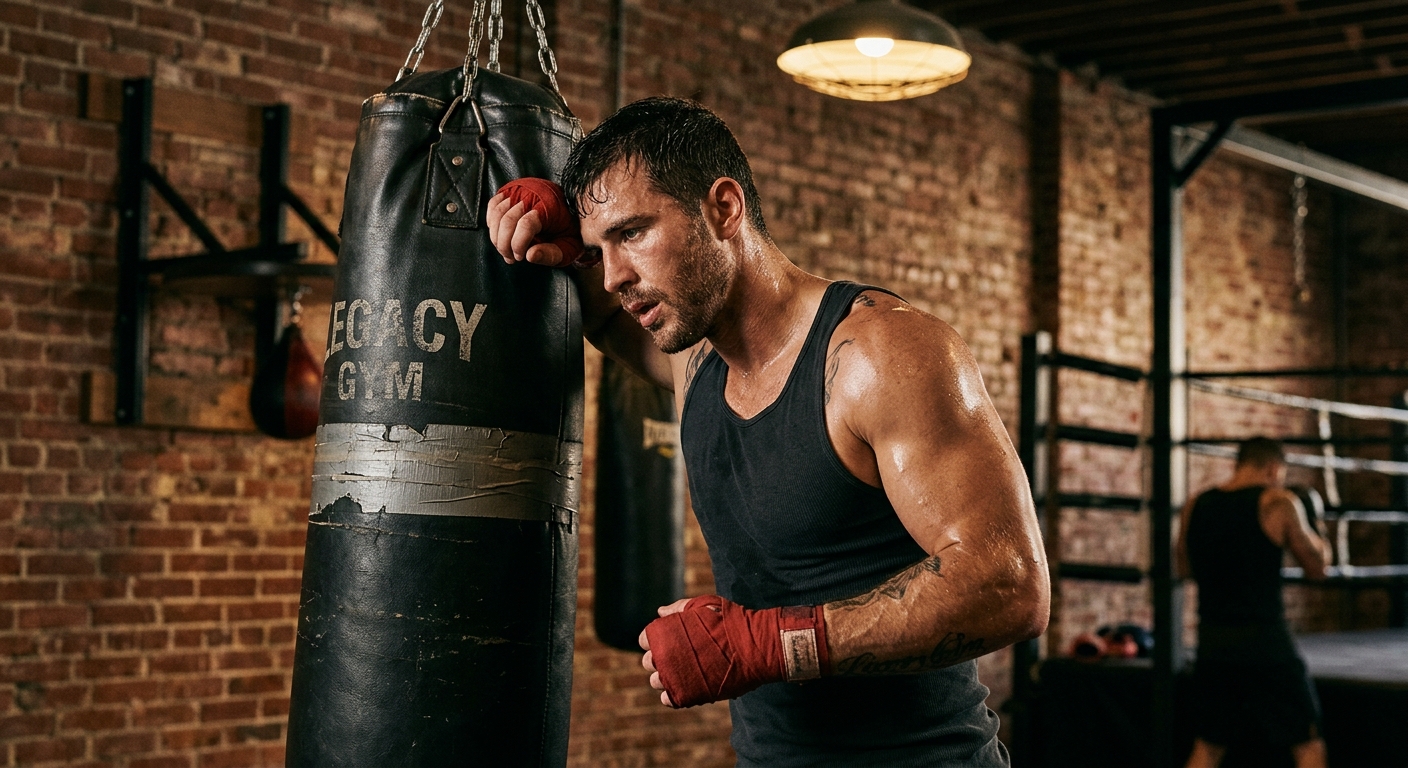 Man training at a boxing gym